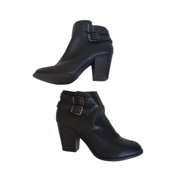 Charlotte Russe Black Faux Leather Chunky Block Heel Ankle Booties Women's 8 - Picture 2 of 12